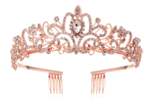 Gold & Pink Deluxe Crystal Tiara