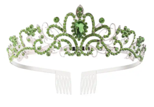 Silver & Green Deluxe Crystal Tiara