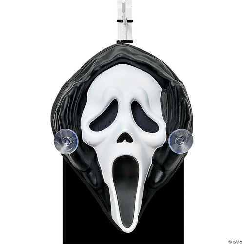 Fun World Window Peeper Light-Up Ghost Face, spooky ghost face mask with illuminated eyes and mouth, perfect for Halloween decorating.