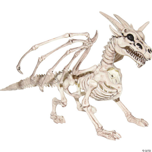 Sunstar Skeleton Dragon Small, a detailed miniature skeleton of a dragon with wings and skull featuring sharp teeth and horns.