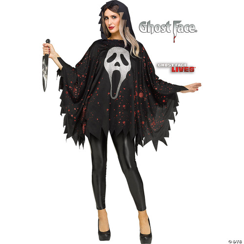 Ghostface Glittering Poncho Adult Costume