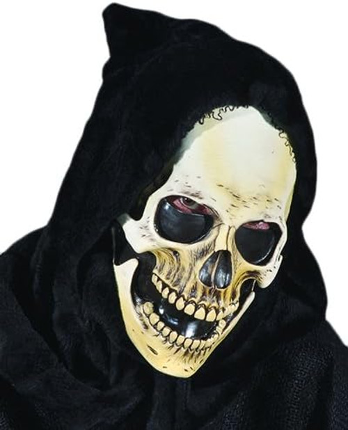 Hooded Grim Reaper Skull Latex Mask