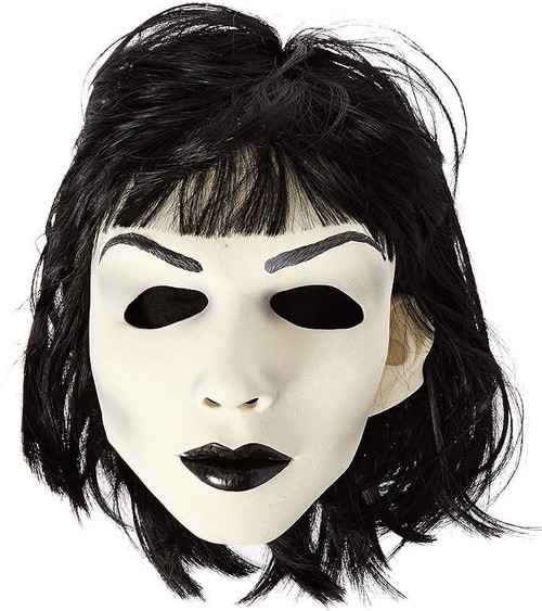 Zagone Hot Goth Latex Mask, white gothic style mask with black lips, eyebrows, and hair details.