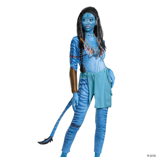 Disguise Avatar Neytiri Deluxe Costume- Adult, a detailed blue-skinned Avatar Neytiri character cosplay costume with tribal paint, accessories, and tail for adults.