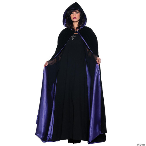 Underwraps Deluxe Black Velvet Cape W/Purple  