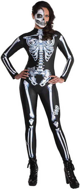 Black And Bone Catsuit Skeleton Bodysuit Women's Costume