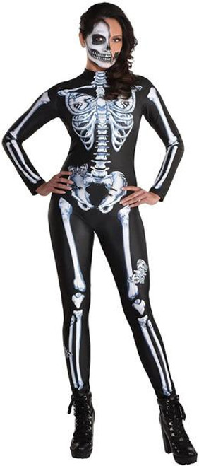 Amscan Black And Bone Catsuit Skeleton Bodysuit Women's Costume  Amscan Black And Bone Catsuit Skeleton Bodysuit Women's Costume
