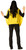 Rasta Imposta Lemon Yellow Tunic Costume - Adult, woman wearing a bright yellow tunic with black sleeves and black pants, back view, suitable for costume parties or themed events.