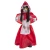 Product A Holiday Company Animated Light-Up 35 Inch Standing Girl with Sound Halloween Decoration, creepy doll dressed as a girl in a red and white costume with glowing eyes and long black hair.