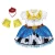 Disguise Toy Story Jessie Deluxe Disney Pixar's Dress Costume - Child, costume set includes a white and yellow top with puffy sleeves, a blue skirt with black cow print, a brown belt with a badge, a yellow yoke with red embroidery, and a red cowboy hat for kids.