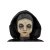 Morris Animated 5 FT Light-Up LED Standing Doll with Moving Head & Eyes, featuring a creepy doll face with black streaks and a dark hooded cloak.