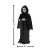 Morris Animated 5 FT Light-Up LED Standing Doll with Moving Head & Eyes, a spooky Halloween decoration featuring a skeletal figure dressed in black with a hooded cloak and long dress.