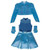 Disguise Descendants 5: Wicked Wonderland™ Chloe Dress Deluxe Costume-Child, blue costume set including a jacket, sleeveless top, skirt, and matching gloves for children.