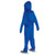 Disguise Among Us™ Blue Imposter Hooded Jumpsuit Costume - Child, rear view of a child wearing a blue hooded jumpsuit with a backpack-style pocket and matching gloves, suitable for themed parties or Halloween.