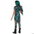 Disguise Uma Descendants Classic Costume - Child, back view of a child wearing a blue, teal, and black costume with a snake-skin pattern, black boots, and a matching headscarf.