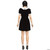 Fun World Gothic Girl Costume - Adult, back view of a black gothic girl dress with puffy sleeves and white collar, paired with black high heels and lace ankle socks.