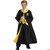 Disguise Harry Potter Hufflepuff Robe Prestige for Child, a young boy wearing a black and yellow Hogwarts Hufflepuff costume with crest, hood, and cape for kids