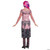 Disguise Audrey Descendants 3 Girl's Classic Costume, front view of a girl wearing a pink and black themed character dress with a long skirt, printed details, and sheer sleeves, paired with dark shoes and vibrant pink and blue hair.