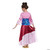 Disguise Mulan Disney Deluxe Child Costume, front view of a young girl wearing a colorful, satin Asian-inspired dress with pink, blue, red, and white sections, and gold shoes.