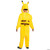 Disguise Pikachu Deluxe Child Costume, bright yellow Pikachu-themed costume with a hood featuring Pikachu's ears, back of the costume displays a printed design resembling Pikachu's tail and lightning bolt pattern, suitable for children for dress-up or costumes.