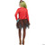 Fun World Rowdy Clown Costume Women's, women dress in clown costume with red top, brown and black feathered tutu, and clown makeup, for festive or costume events.