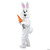 Halco Deluxe Adult Bunny Mascot, a person dressed in a white bunny costume holding a large orange carrot.