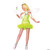 Leg Avenue Pixie/Fairy Tinkerbell Costume - Adult, a woman dressed in a bright green fairy costume with wings, ruffled skirt, and high heels.