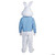 Fantasy Costumes Easter Bunny Costume with Blue Jacket & Vest, clown character dressed in a white bunny head mask, blue jacket with orange details, and white bunny suit in the back view.