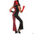Underwraps Misfit Harly Women's Costume - Adult, black and red striped jumpsuit with ruffled collar, red gloves, and high heels.