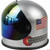 Underwraps Helmet Space Silver With Reflective Visor OS, a modern silver helmet featuring a reflective visor and an American flag decal on the side.