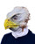 Zagone American Pride Eagle Bird Latex Mask with Moving Mouth, detailed eagle mask with large eye, yellow beak, and feathered design worn by a person in a white neck gaiter and dark clothing.