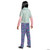 Disguise Stranger Things S4 Argyle Child Costume, back view of a child wearing a colorful patterned shirt with pink sleeves, matching vibrant pants with abstract prints, and black sneakers.