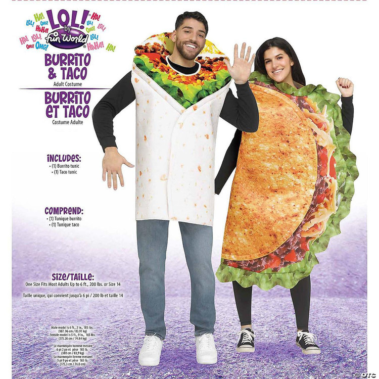 Fun World Burrito & Taco Tunic Couples Costume - One Size  Fun World Burrito & Taco Tunic Couples Costume - One Size