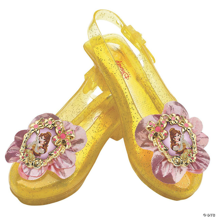 Disguise Beauty and the Beast Belle Yellow Sparkle Jelly Shoes - Child  