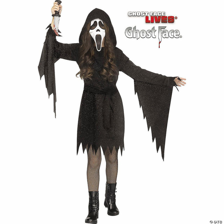 Fun World Ghost Face® Glitter Bling Hooded Dress Child Costume 