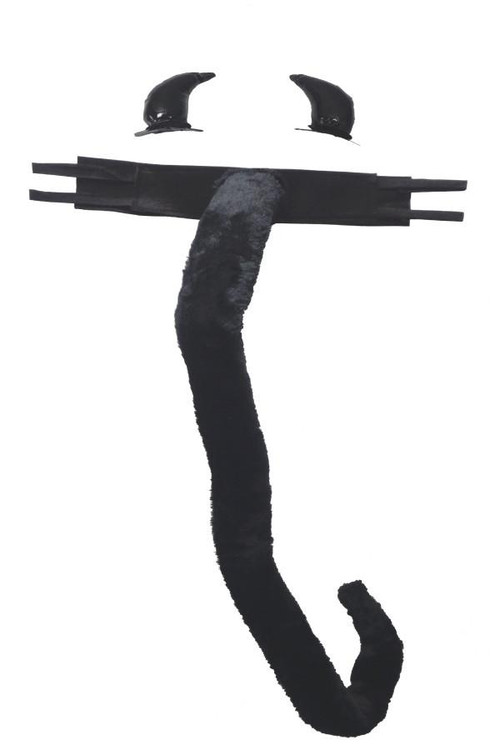 Fantasy Costumes Cat Horns And Tail 2pc Set - Black, animated costume accessories including black cat horns and a long, plush black tail for cosplay or dress-up.