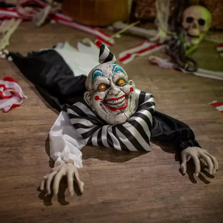 Animated Light-Up 39" Crawling Clown with Sound Halloween Decoration