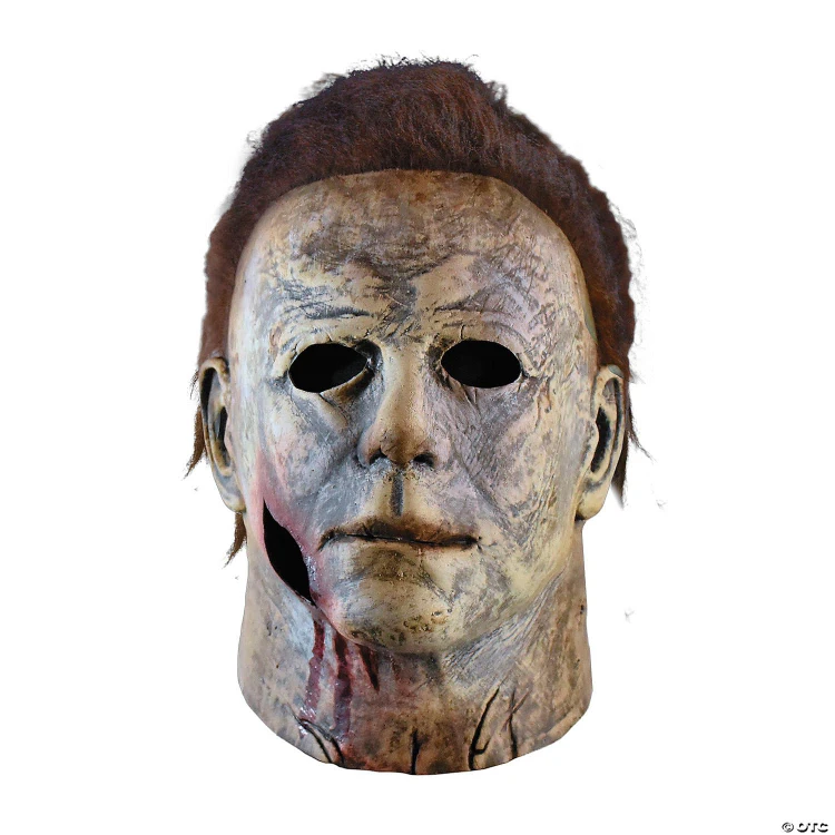 Trick or Treat Studios Michael Myers Mask Latex Mask Bloody H18 Edition, detailed latex mask featuring a weathered, bloody appearance with disheveled brown hair and hollow eye sockets.