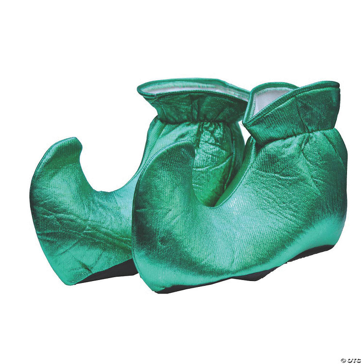 Forum Elf Shoes Cloth - Green, vibrant green elf shoes made of soft cloth material with a pointed toe design and fold-over cuff.