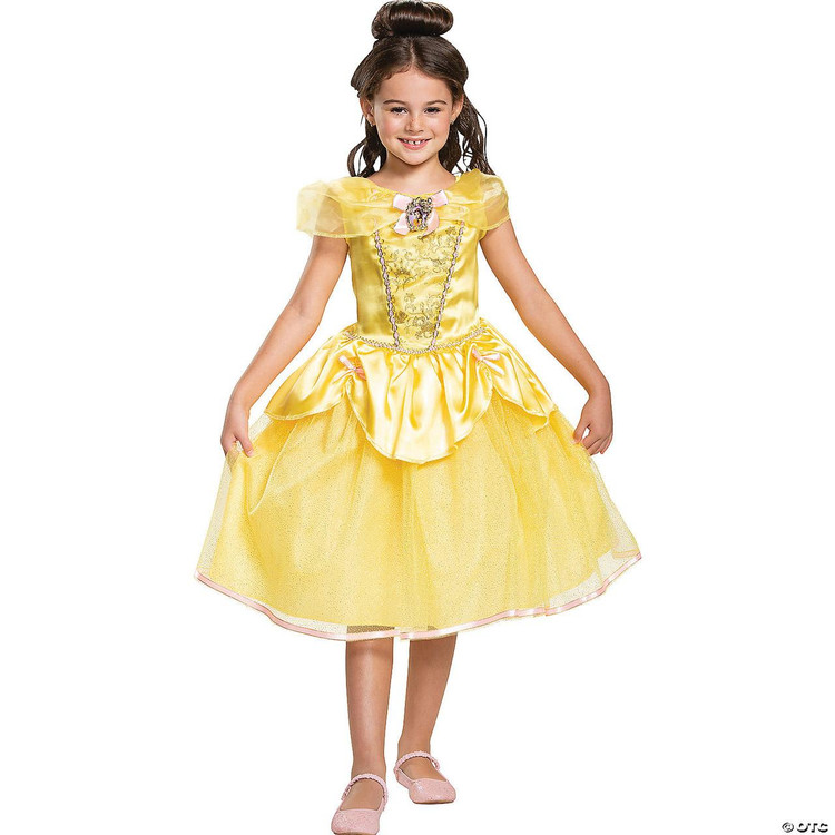 Disguise Beauty and the Beast Belle Classic Costume- Disney's Child, girl in a yellow princess dress with detailed bodice and puffed sleeves