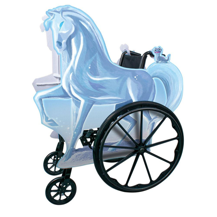 Disguise Ice Nokk Adaptive Wheelchair Cover, ice-themed wheelchair cover with a horse and snowflake design for children's wheelchairs.