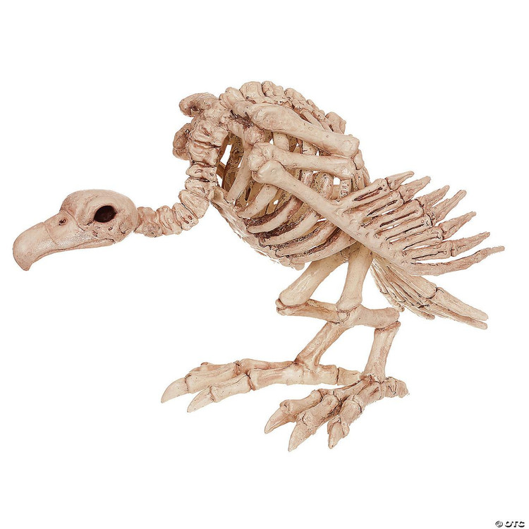 Seasons USA Skeleton Vulture Decoration, detailed beige-colored skeletal vulture with skull, ribs, wings, and clawed feet, ideal for Halloween or spooky themed decorations.