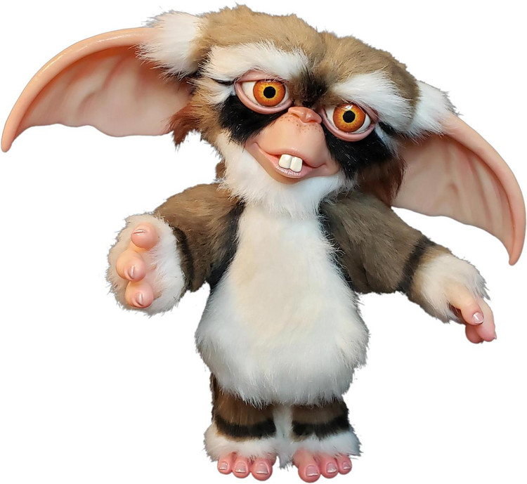 Trick or Treat Studios Gremlins 2 Lenny Prop, a detailed and realistic figure of a gremlin with large ears, orange eyes, white and brown fur, and facial features mimicking the movie character.