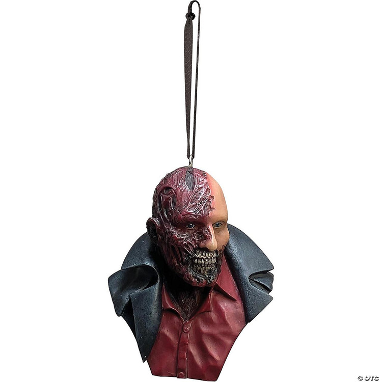 Trick or Treat Studios Darkman Ornament, a detailed horror-themed ornament featuring a half-masked human face with a dark cape and red shirt.