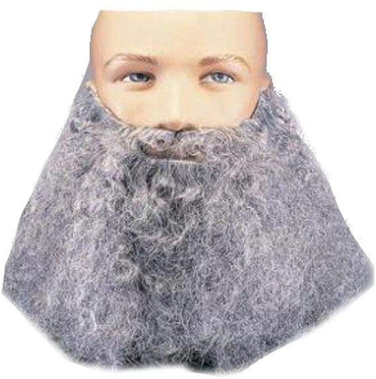 Rubies Beard and Mustache Set Full Curly - Grey, men's grooming product with a full curly grey beard and mustache set, designed for styling facial hair.