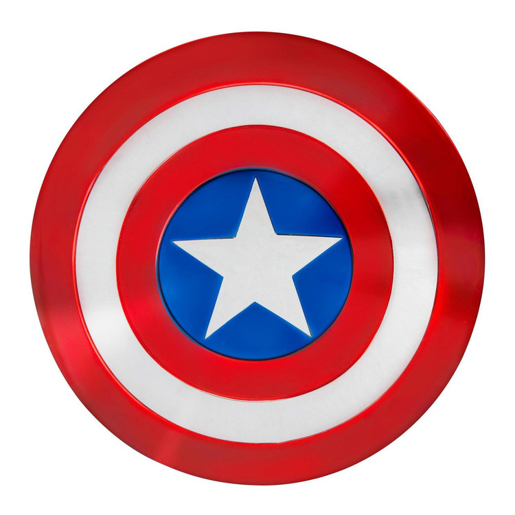 JazWares 12-Inch Captain America Steve Rogers Shield, detailed toy replica of Captain America's shield with red, white, and blue colors and white star in the center.