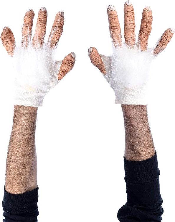 White Albino Gorilla Primate or Yeti Costume Latex Hands