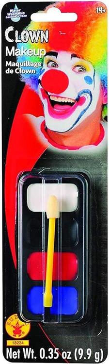 Rubies Clown Makeup Kit, face makeup and accessories for clown costumes in colorful packaging.