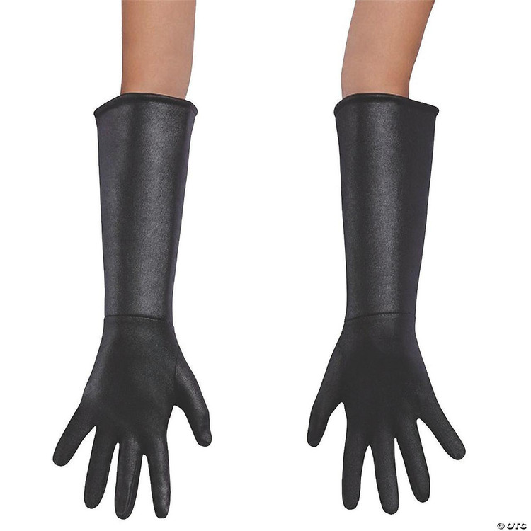 Disguise Disney's Incredibles 2™ Gloves- Child, pair of black gloves with a sleek, shiny finish designed for children, inspired by the characters from Disney's The Incredibles 2.