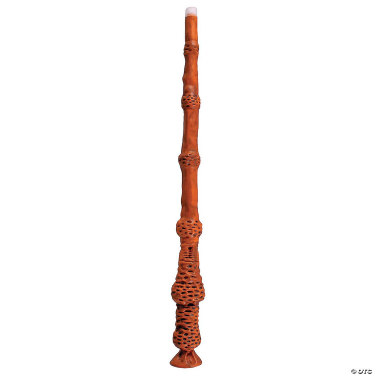 Disguise Dumbledore Light-Up Deluxe Wand, orange-colored magical wizard wand with intricate textured pattern and illuminated tip.